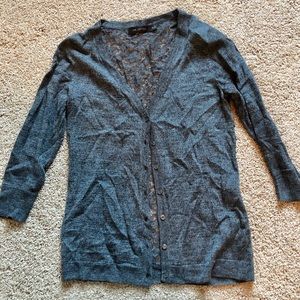 Gray lace back v-neck cardigan